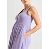 Hatch Collection The Softest Rib Nursing Tank Dress In Burgundy