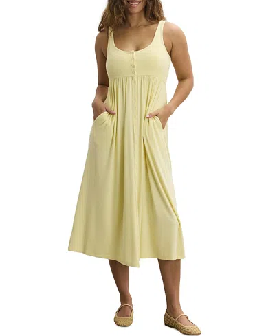 Hatch Collection The Softest Rib Nursing Tank Dress In Yellow