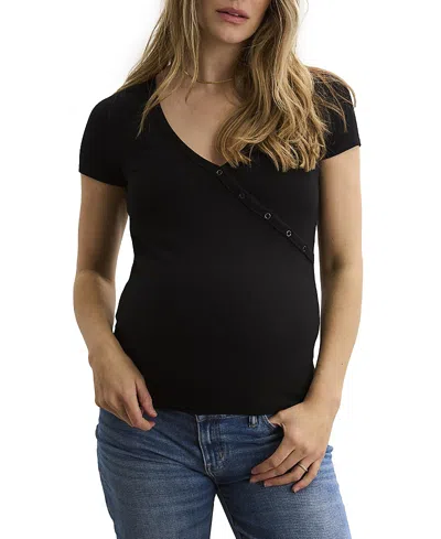 Hatch Collection The Softest Rib Nursing Tee In Black