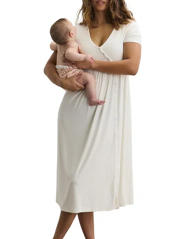 Hatch Collection The Softest Rib Side Seam Nursing Maxi Dress In White
