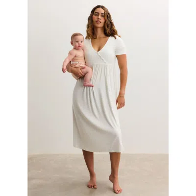 Hatch Collection The Softest Rib Side Seam Nursing Maxi Dress In White