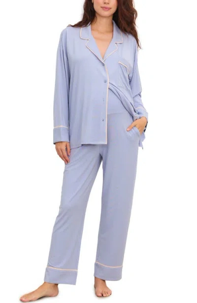 Hatch Collection The Ultra Soft Jersey Pj Set In Blue