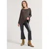 Hatch Collection The Stretch Leather Maternity Crop Flare In Black