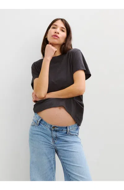 Hatch Collection The Washed Cotton Short Sleeve Crew Tshirt In Black