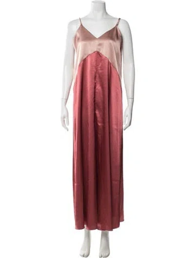 Pre-owned Hatch Colorblock Pattern Long Dress In Red