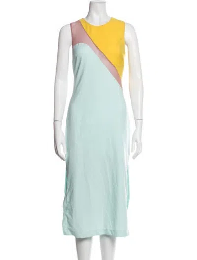 Pre-owned Hatch Colorblock Pattern Midi Length Dress In Blue