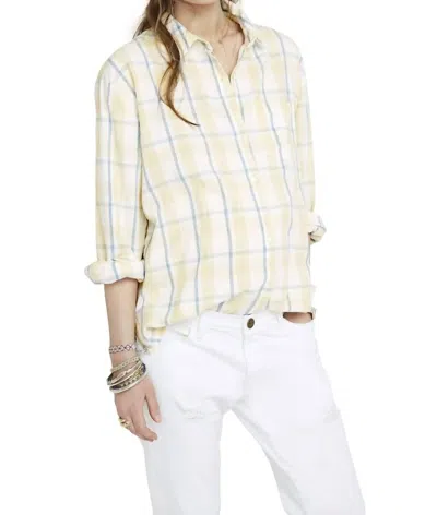 Hatch Cotton Boyfriend Shirt In Sunflower Plaid In Yellow
