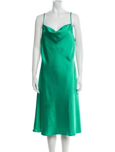 Pre-owned Hatch Cowl Neck Midi Length Dress In Green