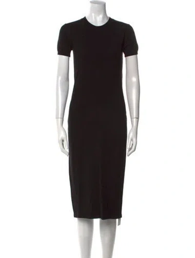 Pre-owned Hatch Crew Neck Knee-length Dress In Black