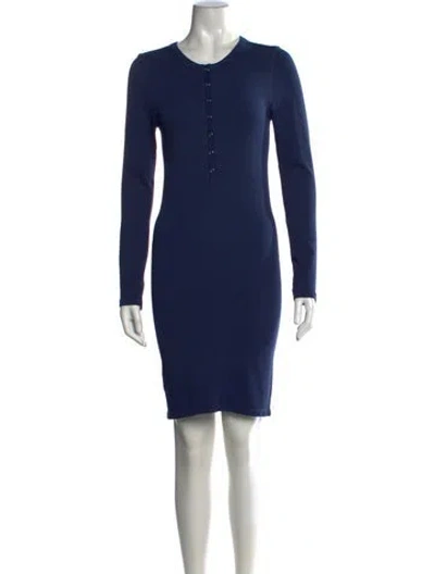 Pre-owned Hatch Crew Neck Knee-length Dress In Blue