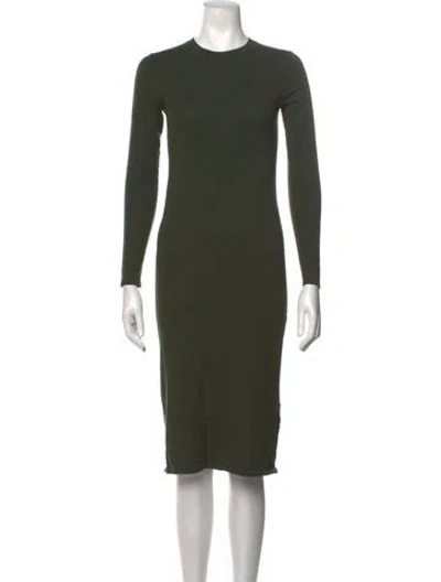 Pre-owned Hatch Crew Neck Knee-length Dress In Green