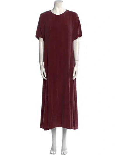 Pre-owned Hatch Crew Neck Long Dress In Burgundy