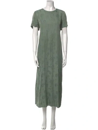 Pre-owned Hatch Crew Neck Long Dress In Green