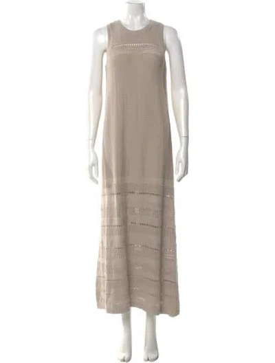 Pre-owned Hatch Crew Neck Long Dress In Neutral