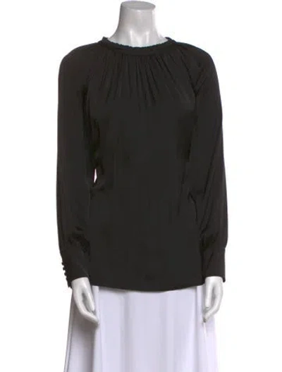Pre-owned Hatch Crew Neck Long Sleeve Blouse In Black