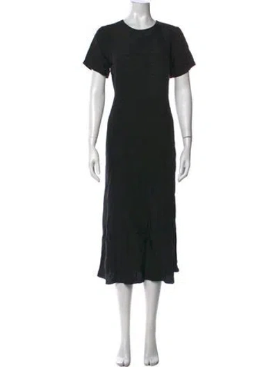 Pre-owned Hatch Crew Neck Midi Length Dress In Black