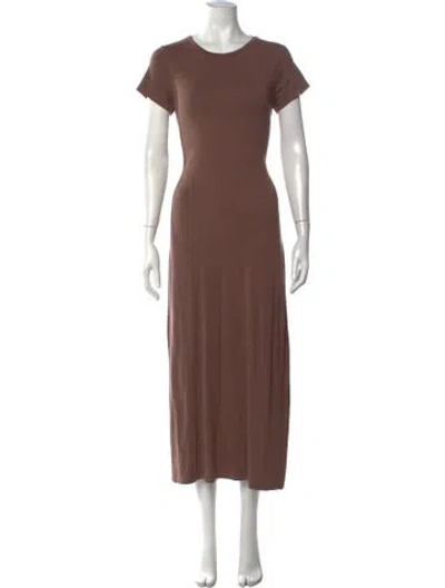 Pre-owned Hatch Crew Neck Midi Length Dress In Brown