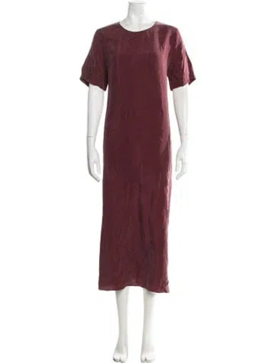 Pre-owned Hatch Crew Neck Midi Length Dress In Burgundy