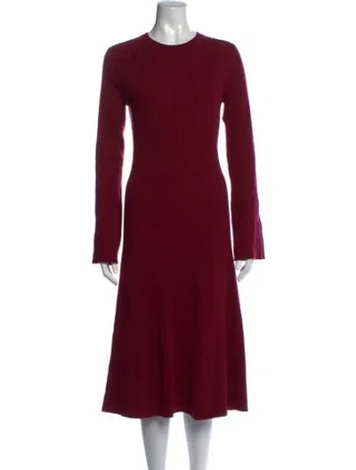 Pre-owned Hatch Crew Neck Midi Length Dress In Burgundy