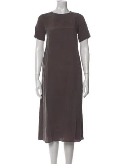 Pre-owned Hatch Crew Neck Midi Length Dress In Gray