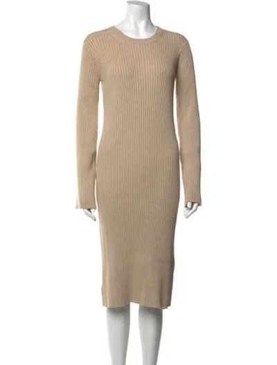 Pre-owned Hatch Crew Neck Midi Length Dress In Neutrals