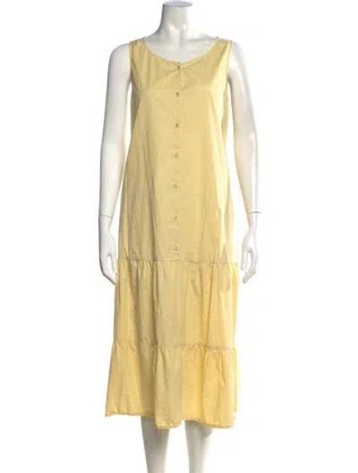Pre-owned Hatch Crew Neck Midi Length Dress In Yellow