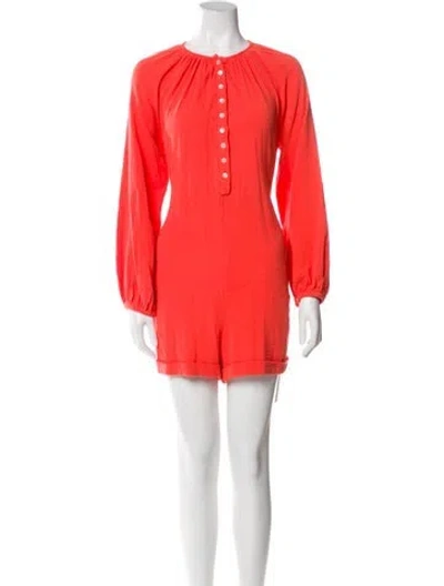 Pre-owned Hatch Crew Neck Romper In Red
