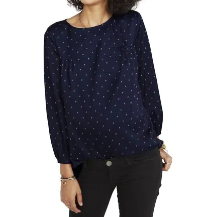 Hatch Delfina Long Sleeve Top In Royal French Dot In Blue
