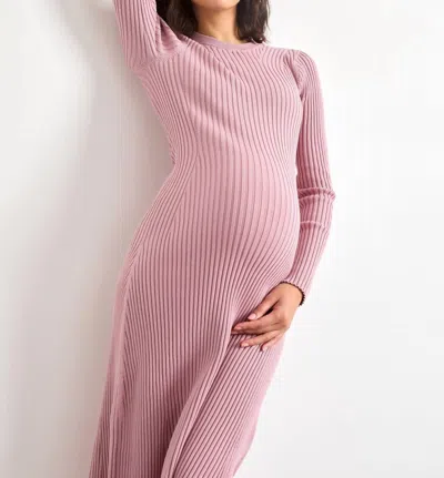 Hatch Eliana Cotton Rib Sweater Dress In Mocha Rose In Pink