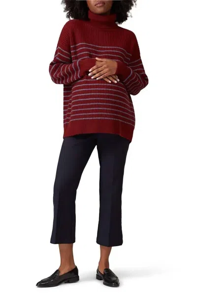 Hatch Ellis Long Sleeve Sweater In Red In Burgundy