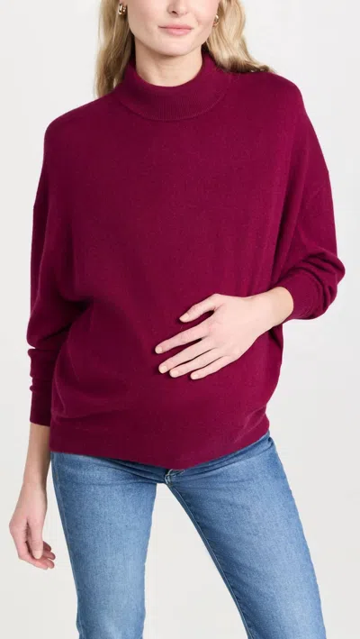Hatch Estella Cashmere Turtleneck Sweater In Red In Burgundy