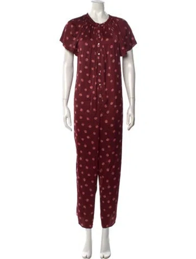 Pre-owned Hatch Floral Print Crew Neck Jumpsuit W/ Tags In Red