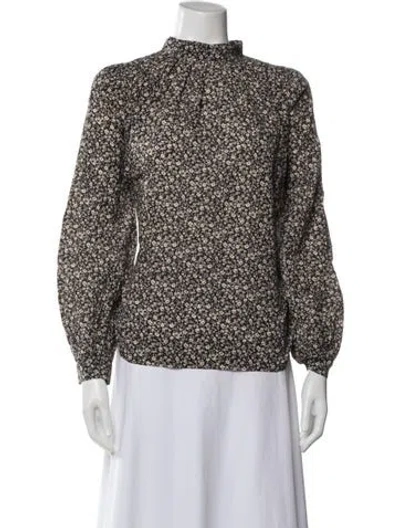 Pre-owned Hatch Floral Print Crew Neck Top In White