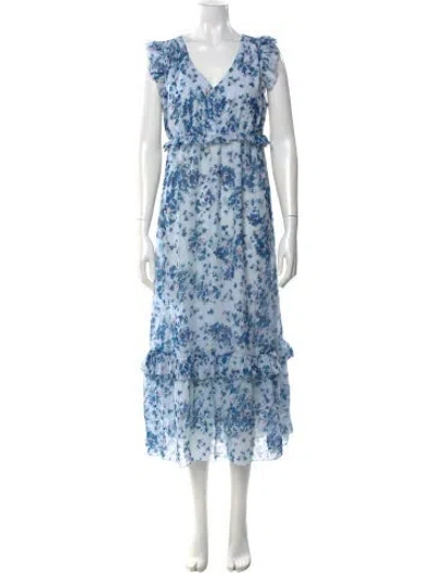 Pre-owned Hatch Floral Print Long Dress In Blue