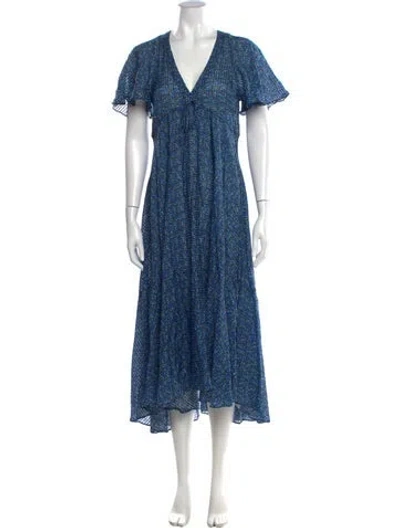 Pre-owned Hatch Floral Print Long Dress In Blue