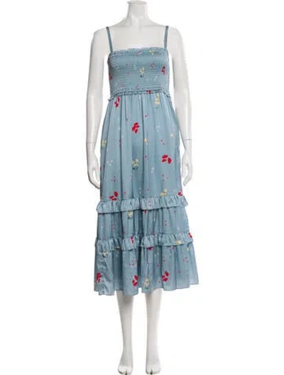 Pre-owned Hatch Floral Print Long Dress In Blue