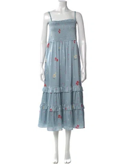 Pre-owned Hatch Floral Print Long Dress In Blue