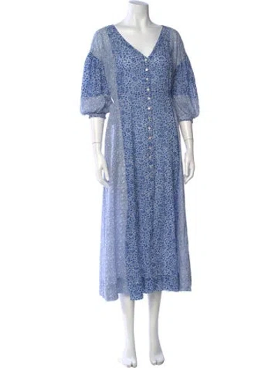Pre-owned Hatch Floral Print Long Dress In Blue