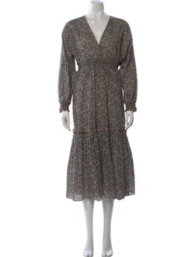 Pre-owned Hatch Floral Print Midi Length Dress In Black