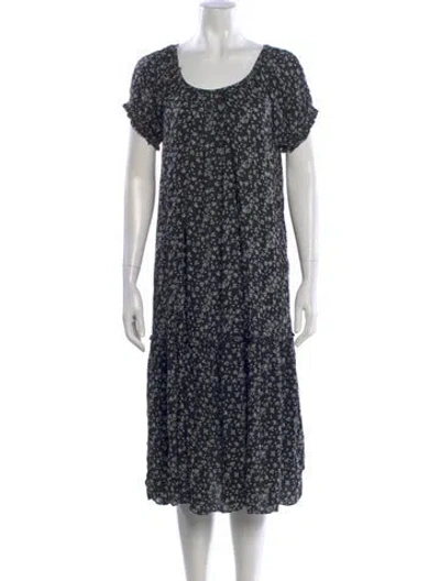 Pre-owned Hatch Floral Print Midi Length Dress In Black
