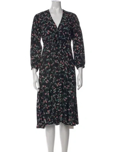 Pre-owned Hatch Floral Print Midi Length Dress In Black