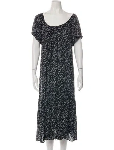 Pre-owned Hatch Floral Print Midi Length Dress In Black