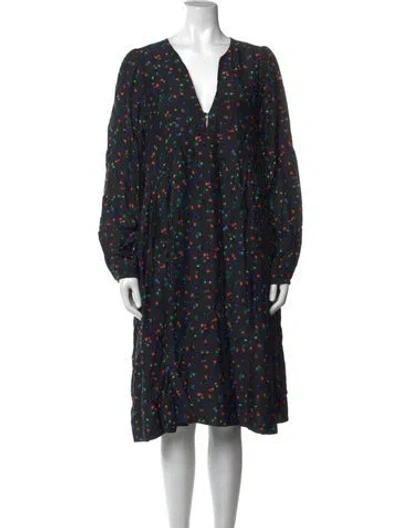 Pre-owned Hatch Floral Print Midi Length Dress In Black