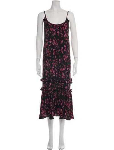 Pre-owned Hatch Floral Print Midi Length Dress In Black