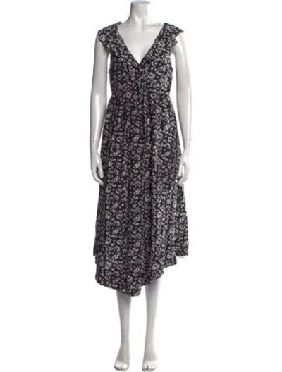 Pre-owned Hatch Floral Print Midi Length Dress In Black