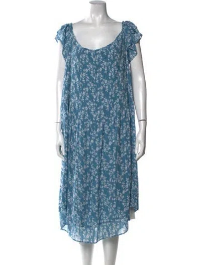 Pre-owned Hatch Floral Print Midi Length Dress In Blue