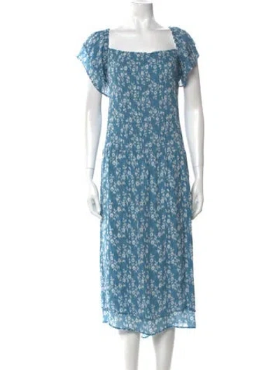 Pre-owned Hatch Floral Print Midi Length Dress In Blue