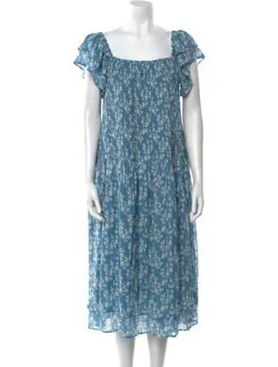Pre-owned Hatch Floral Print Midi Length Dress In Blue