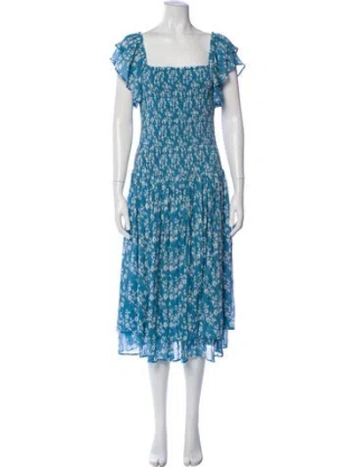 Pre-owned Hatch Floral Print Midi Length Dress In Blue