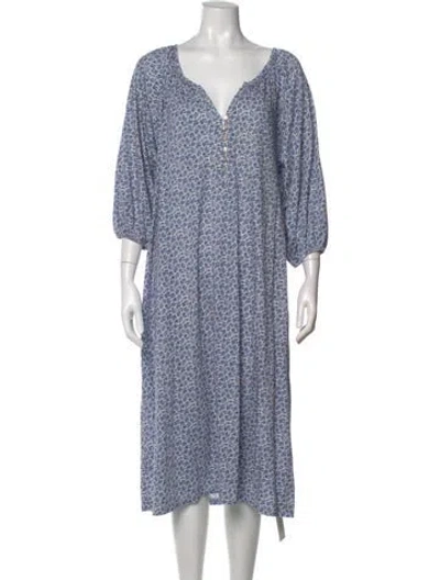 Pre-owned Hatch Floral Print Midi Length Dress In Blue